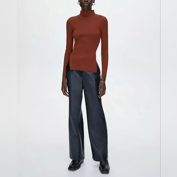 ARITZIA | Babaton Sculpt Knit High Neck Tie Back Ambrosia Sweater - Small - Picture 3 of 5